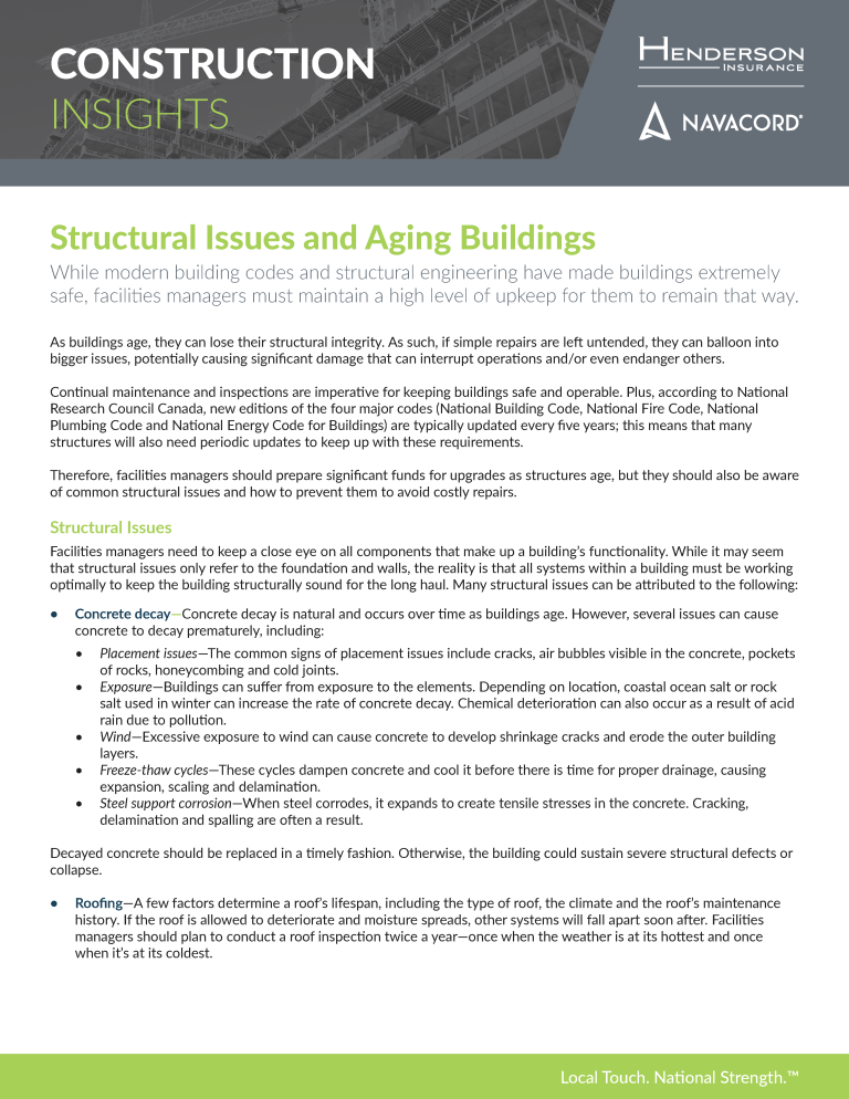 Structural Issues and Aging Buildings - HK Henderson